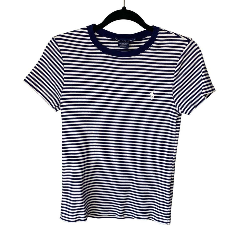 Ralph Lauren Navy and White Striped Short Sleeve Tee